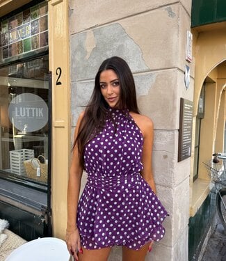 The Dotted Playsuit Purple White