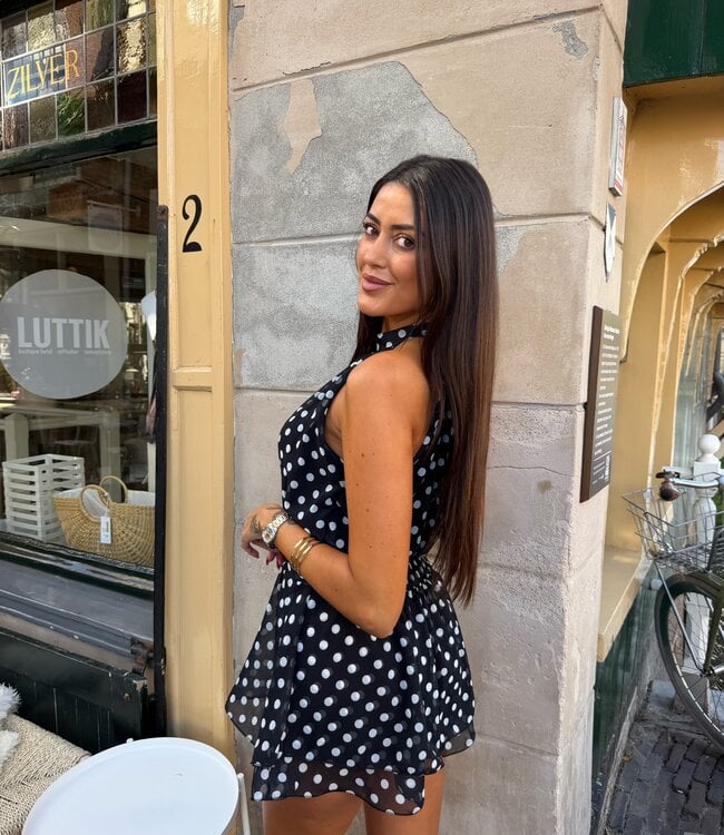 The Dotted Playsuit Black White