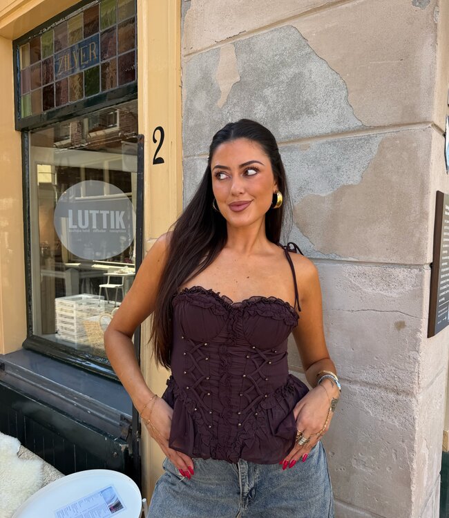 The Kiara Ruffle Corset Brown