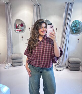 The Louisiana Blouse Check Bordeaux