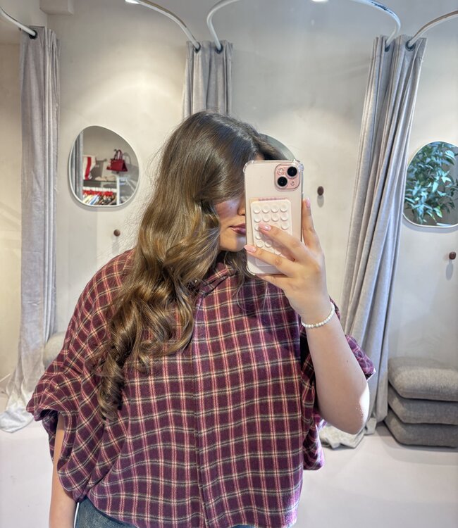 The Louisiana Blouse Check Bordeaux