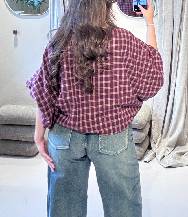 The Louisiana Blouse Check Bordeaux
