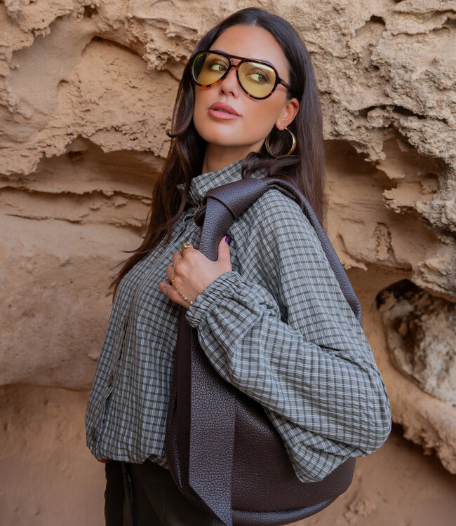 The Comte Check Blouse Khaki