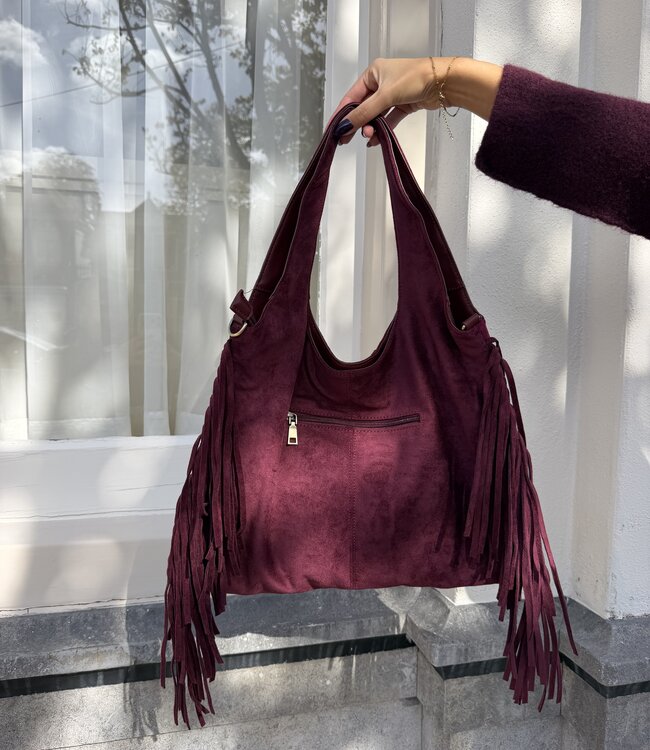 The Fringe Boho Bag Big Burgundy