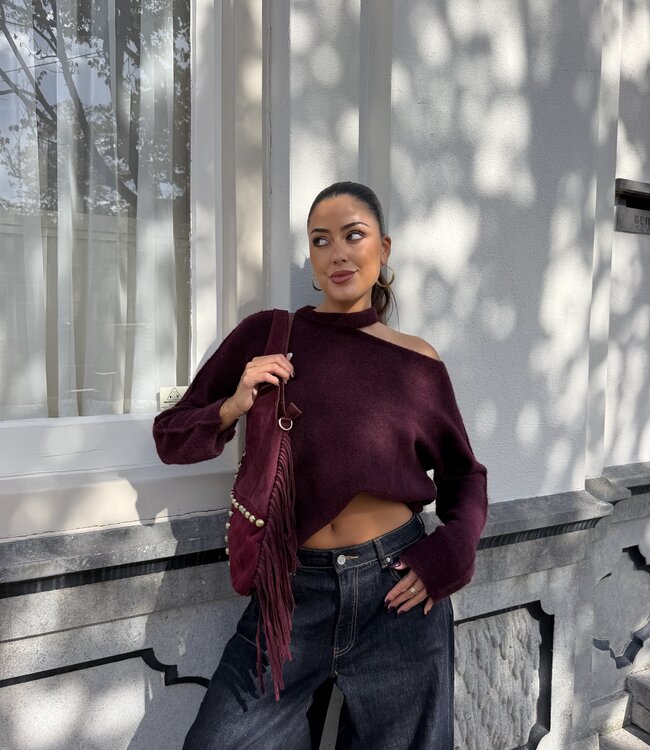 The Fringe Boho Bag Big Burgundy