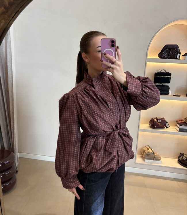 The Amelie Belted Jacket Bordeaux
