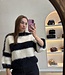 The Fluffy Knit Navy White Striped