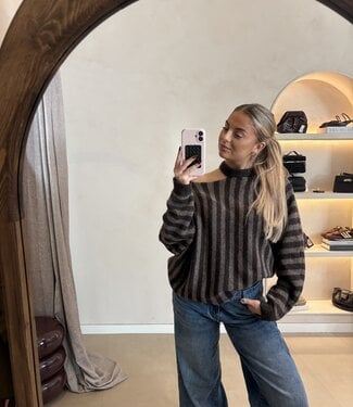 The Isabella Knit Dark Brown Stripe