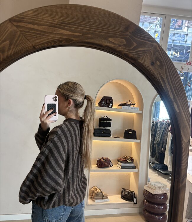 The Isabella Knit Dark Brown Stripe