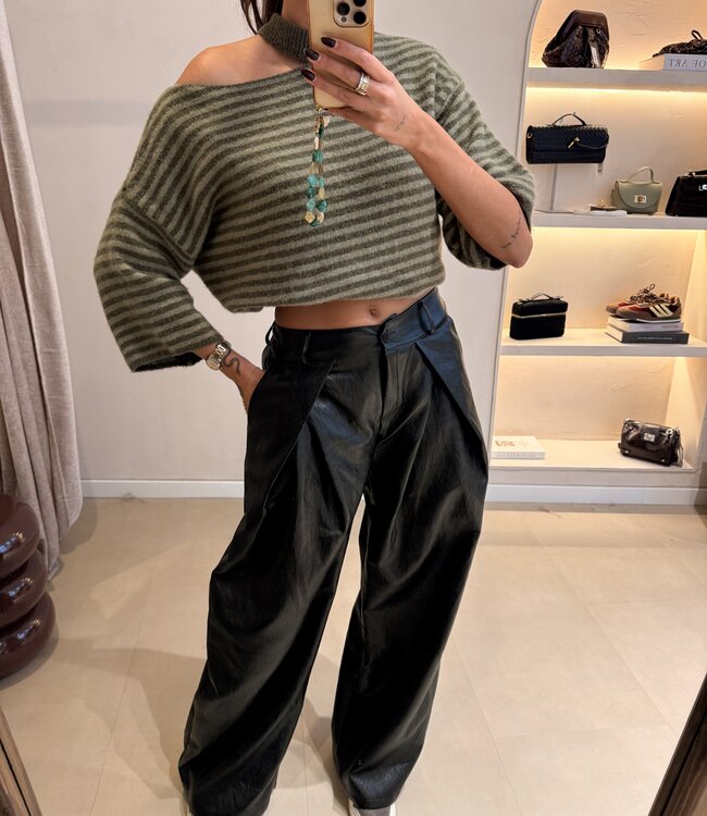 The Noa Faux Leather Pants Black