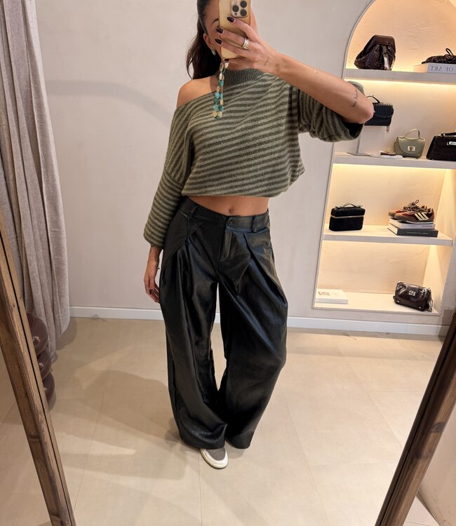 The Noa Faux Leather Pants Black