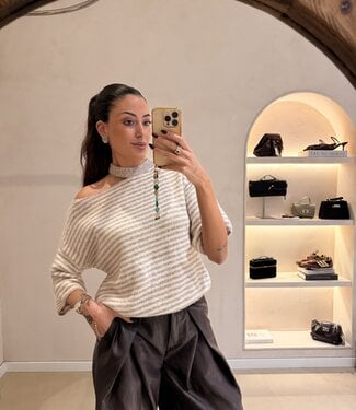 The Mae Knit Beige Stripe