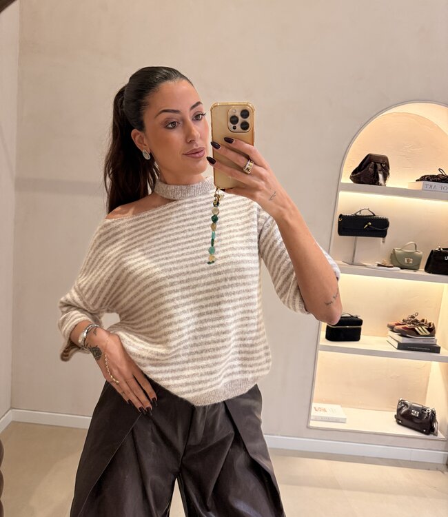The Mae Knit Beige Stripe