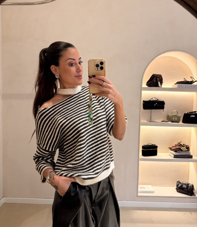 The Mae Knit Brown Creme  Stripe