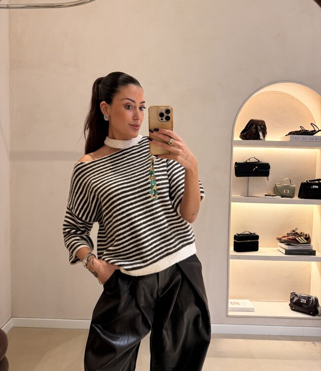 The Mae Knit Brown Creme  Stripe
