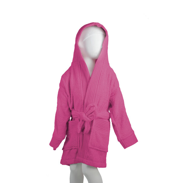 One Towelling Badstof Kinderbadjas Capuchon Magenta