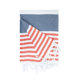 Strand Hamamdoek Groot Marineblauw/rood - 100 x 180 cm