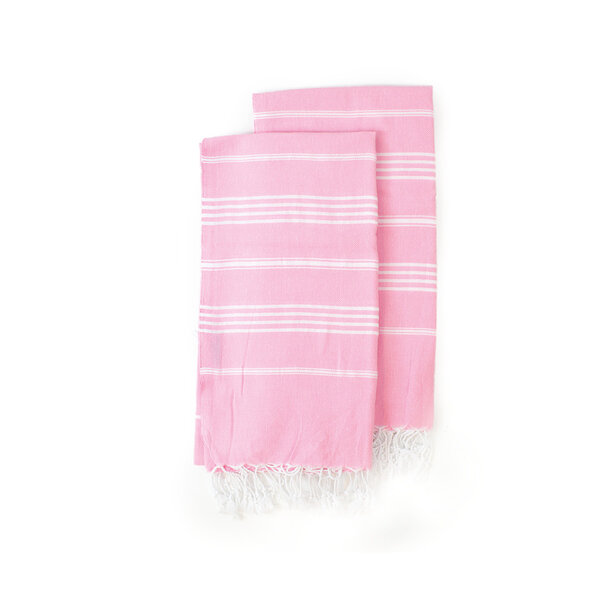 One Towelling Sultan Hamamdoek Pink/Wit - 100 x 180 cm