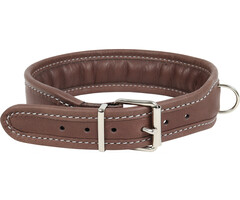 Leren halsband met polstering - 45mm breed