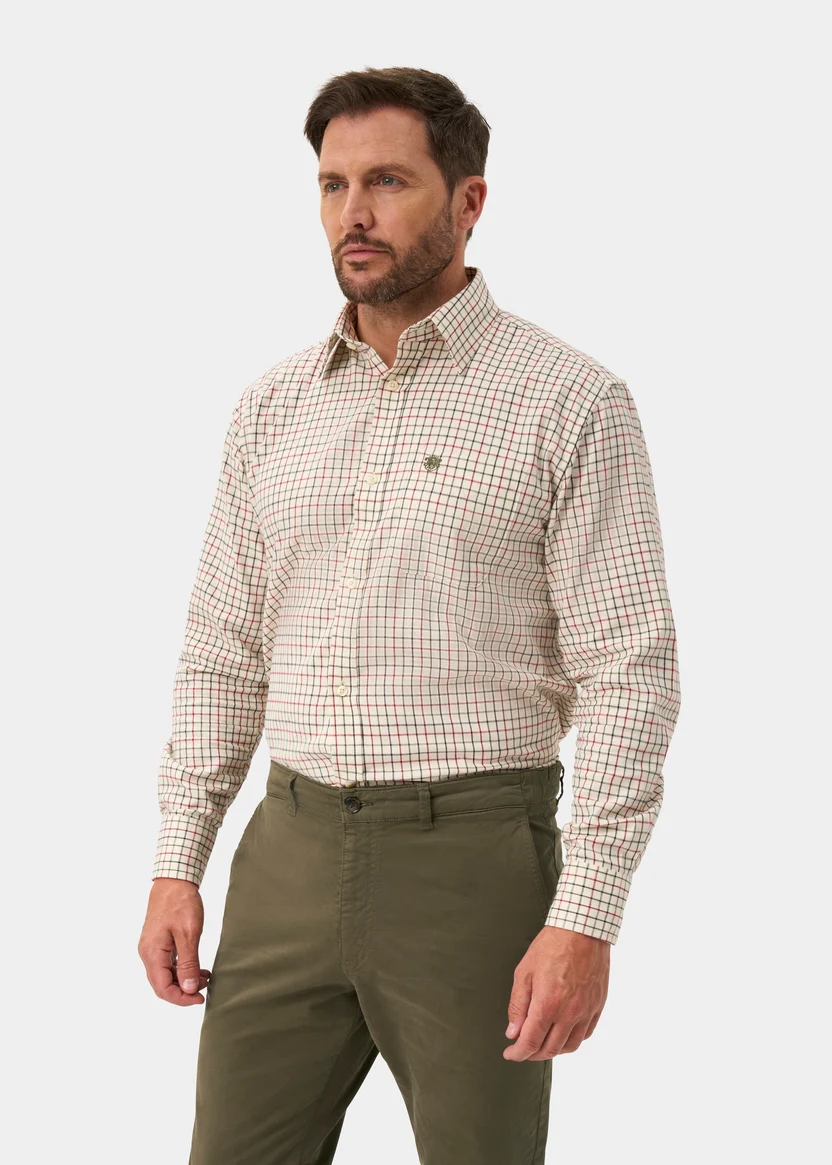 Alan Paine Alan Paine Ilkley shirt | Offwhite / Rood geruit