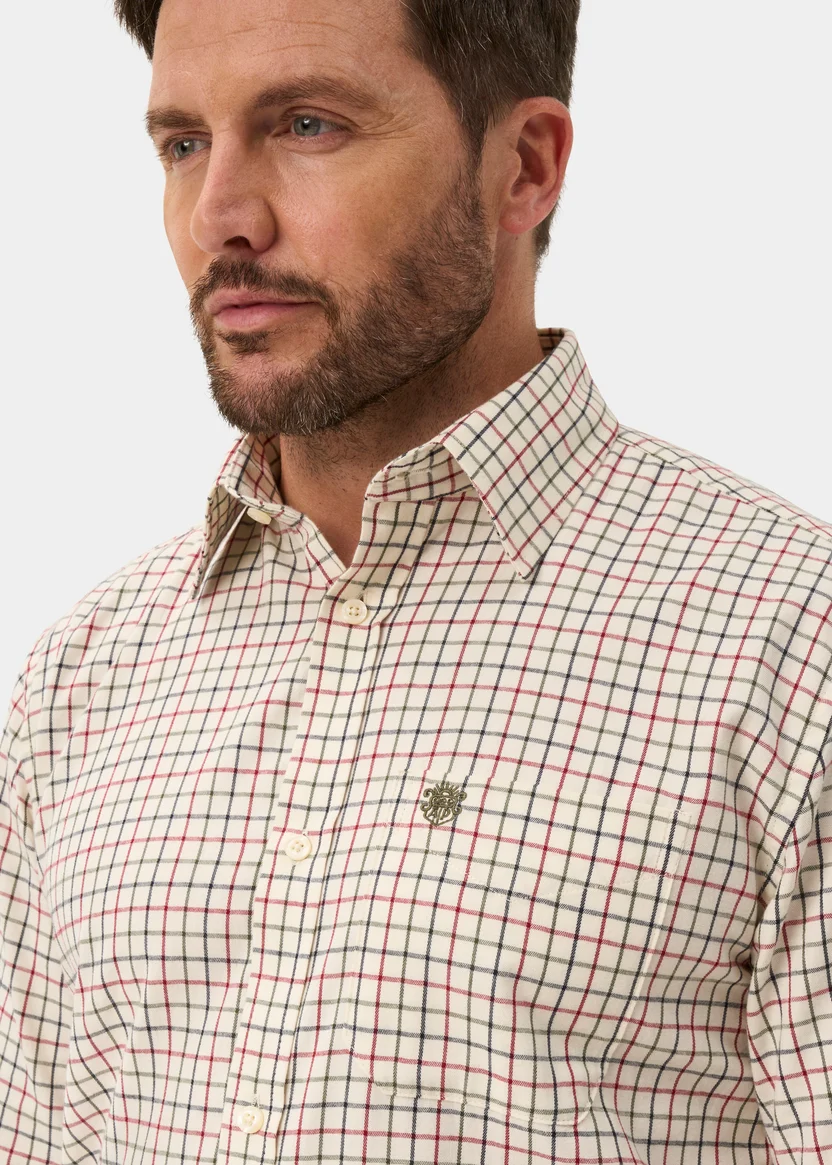 Alan Paine Alan Paine Ilkley shirt | Offwhite / Rood geruit
