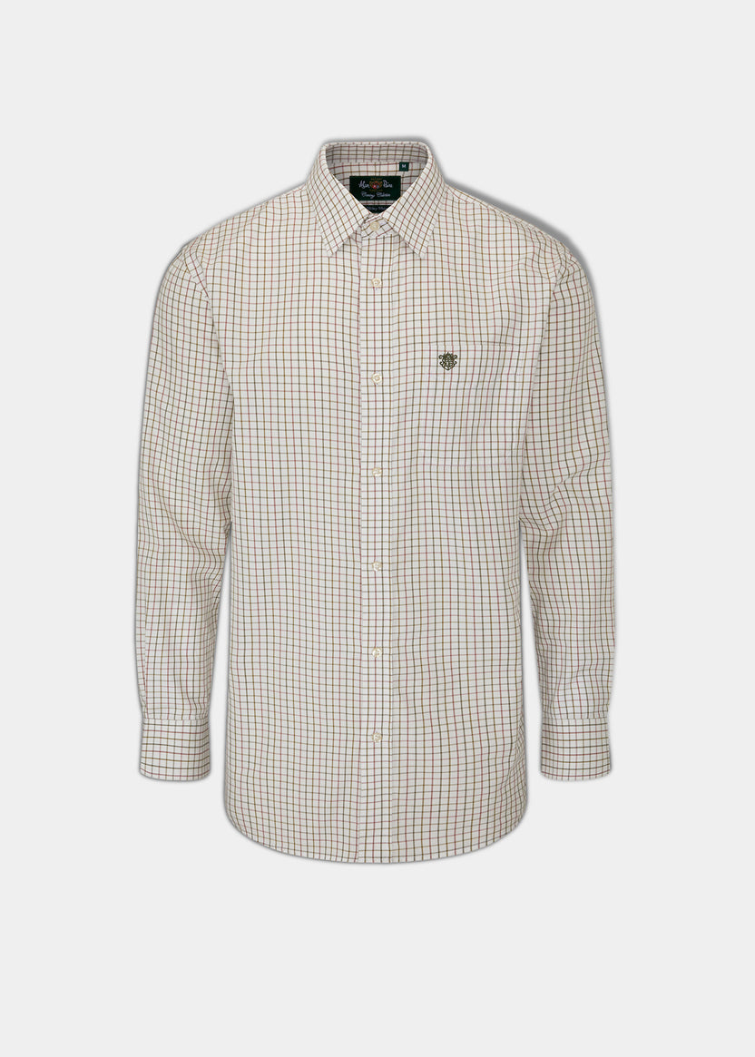 Alan Paine Alan Paine Ilkley shirt | Olive / Rood geruit