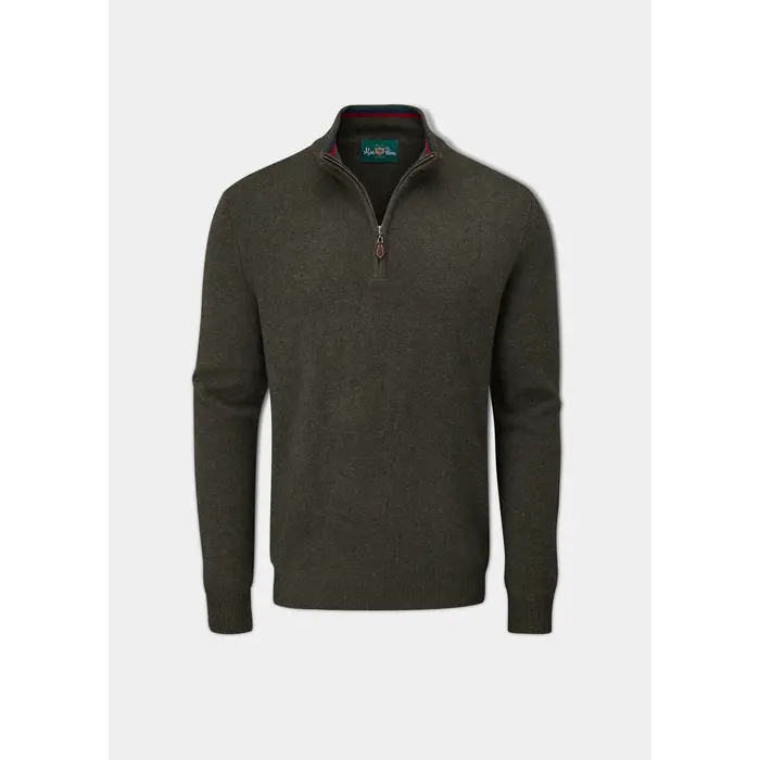 Alan Paine Alan Paine lamswollen trui | zip neck | seaweed