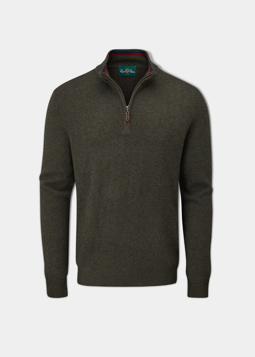 Alan Paine Alan Paine lamswollen trui | zip neck | seaweed