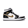 Nike Air Jordan 1 Mid - Patent Black White Gold