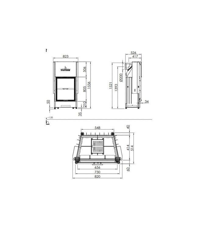 Spartherm Linear Front 65x80 (vaste greep)