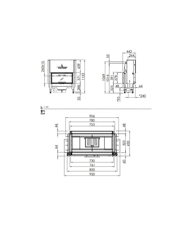 Spartherm Linear Tunnel 73x37 (vaste greep)