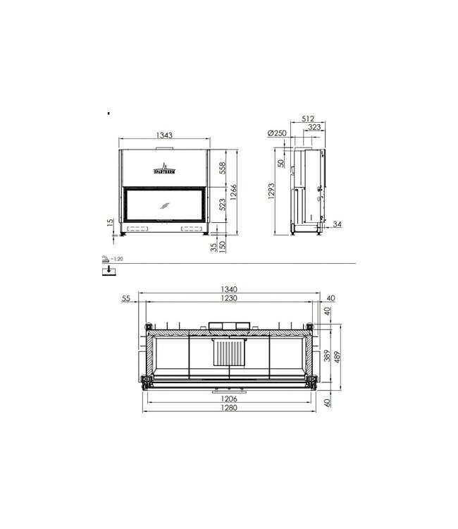 Spartherm Linear Front 120x52 (vaste greep)