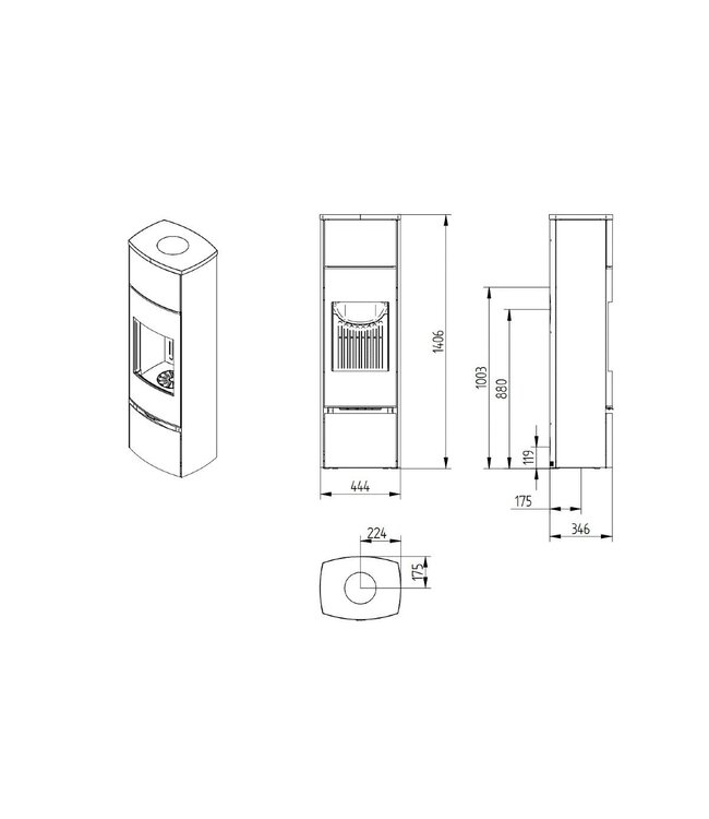 Jydepejsen Jydepejsen Bella Hoog 5 kW Zwart – Slanke houtkachel voor compacte en stijlvolle verwarming