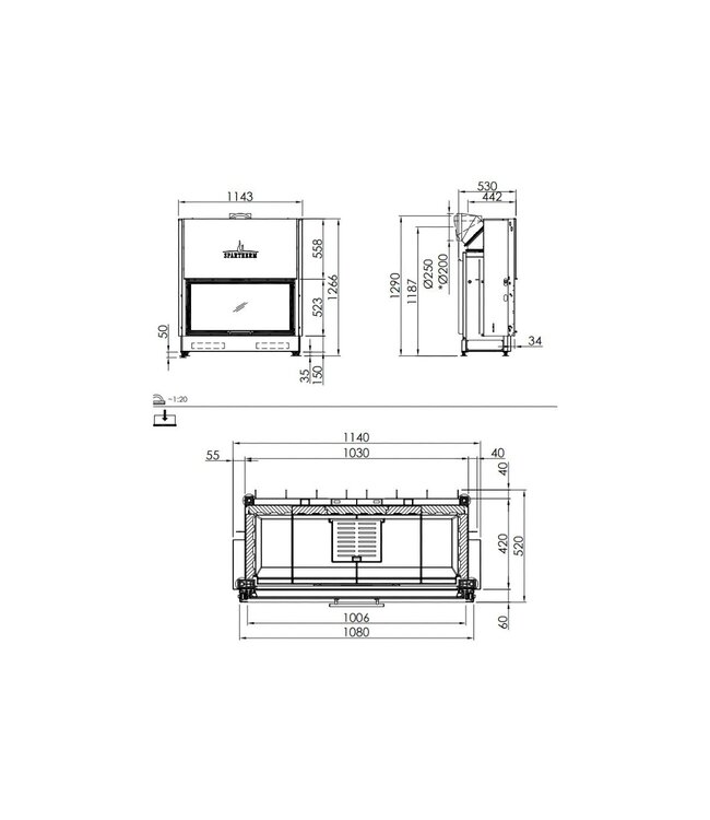 Spartherm Linear Front 100x51 (vaste greep)