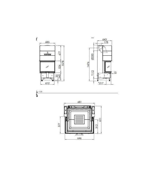 Spartherm Linear Triple 64x31x52 (vaste greep)