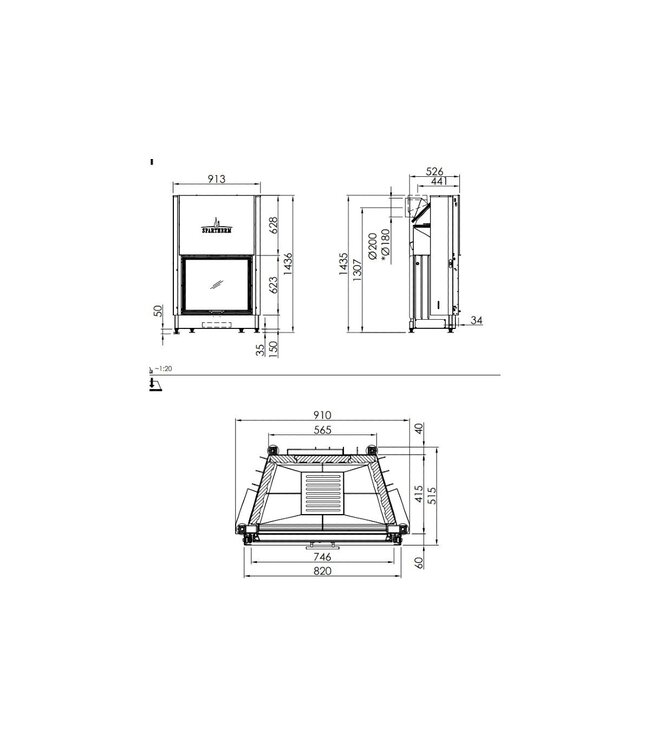 Spartherm Linear Front 74x62 (vaste greep)