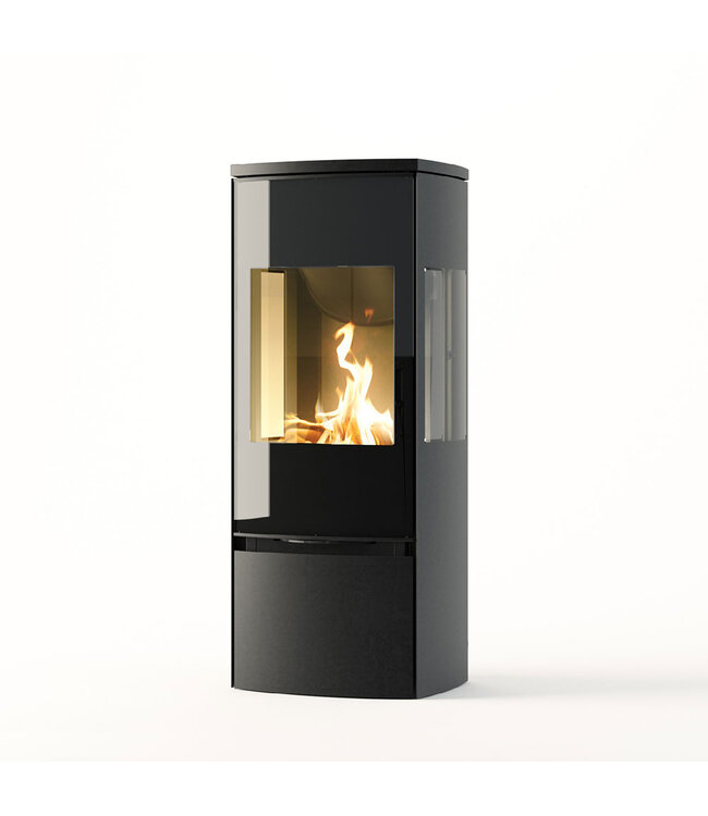 Jydepejsen Jydepejsen Bella 5 kW Zwart met Zijruiten – Compacte houtkachel met panoramisch vuurzicht