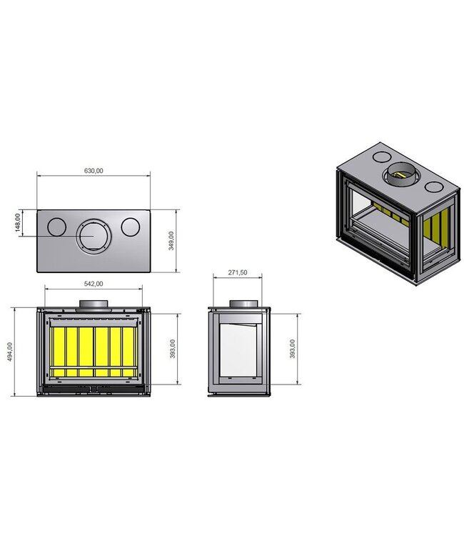 Square 60 Driezijdig inzet hout