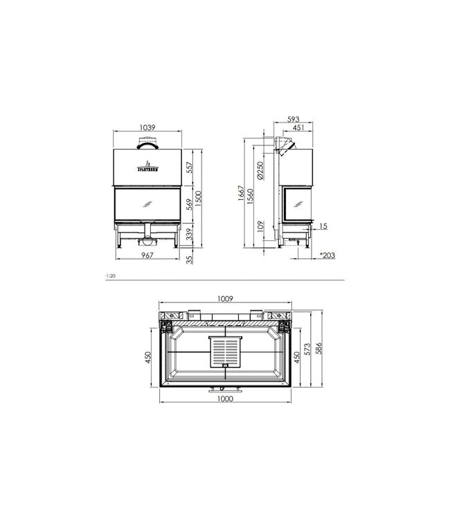 Spartherm Linear Triple 100x45x56 (vaste greep)