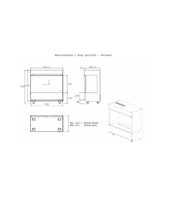Dimplex Opti-myst 3 step elektrische haard