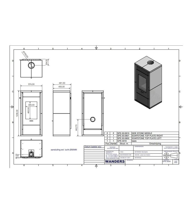 Wanders Pecan Eco Medium speksteenkachel