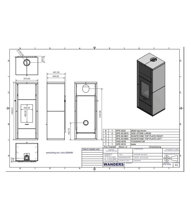 Wanders Pecan Eco Large speksteenkachel