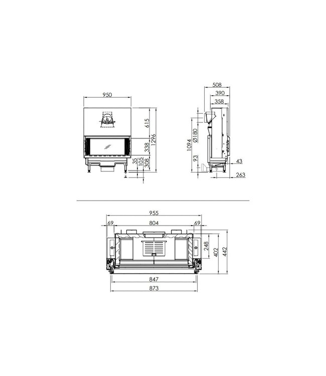 Spartherm Linear Front 73x37 (vaste greep)