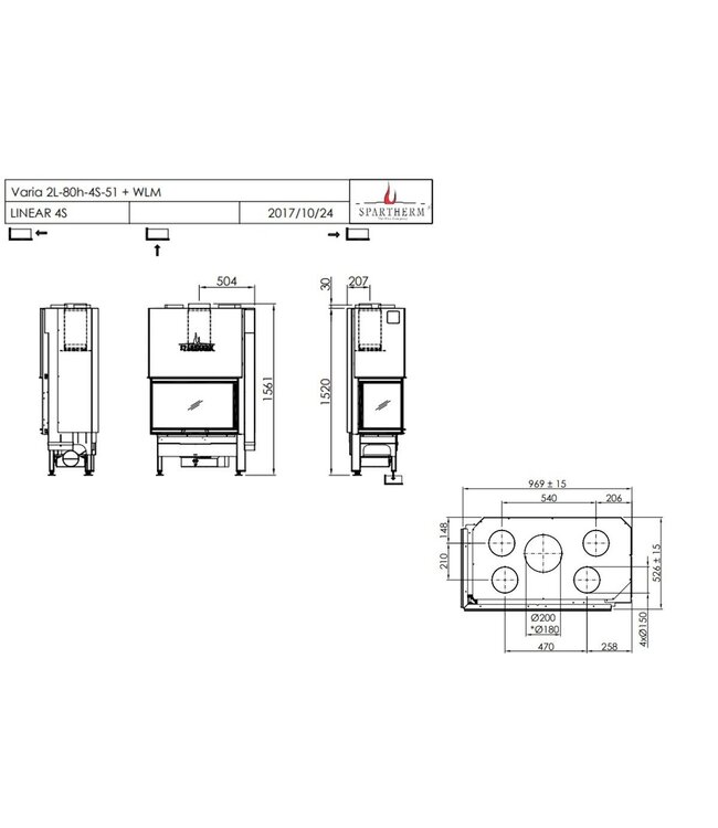 Spartherm Linear Corner 80x40x50 (vaste greep)