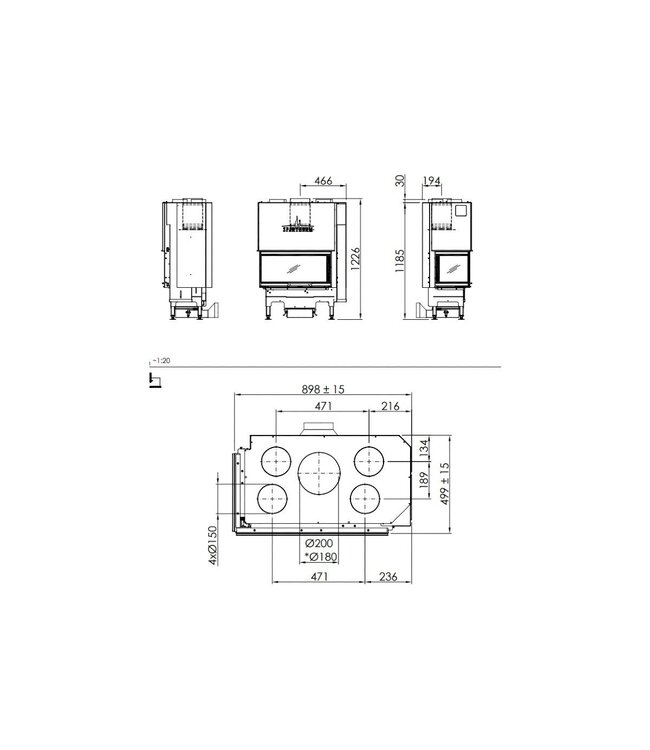 Spartherm Linear Corner 73x35x37 (vaste greep)