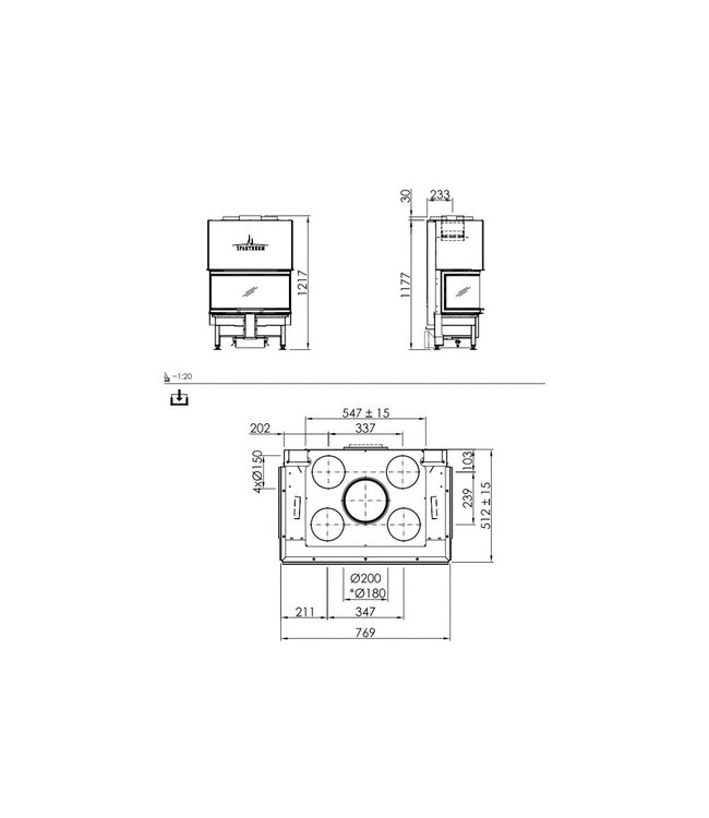 Spartherm Linear Triple 73x35x40 (vaste greep)