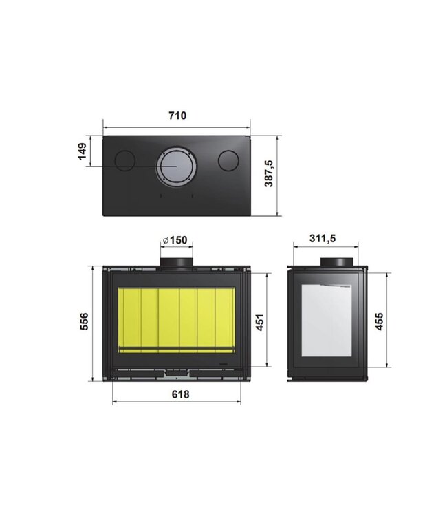 Wanders Square 68 driezijdig inzet hout