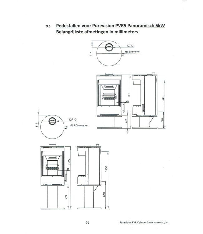 Charlton & Jenrick Purevision vrijstaand rond model voetstuk laag