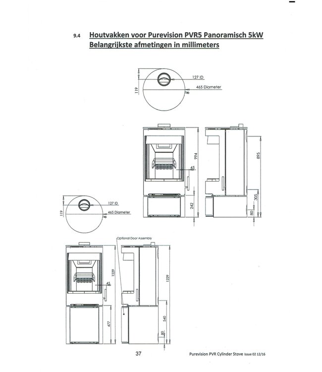 Charlton & Jenrick Purevision vrijstaand rond model laag open houtvak