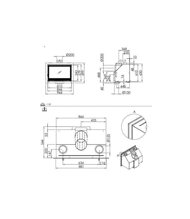 Spartherm Swing Inzet 81x54 (vaste greep)